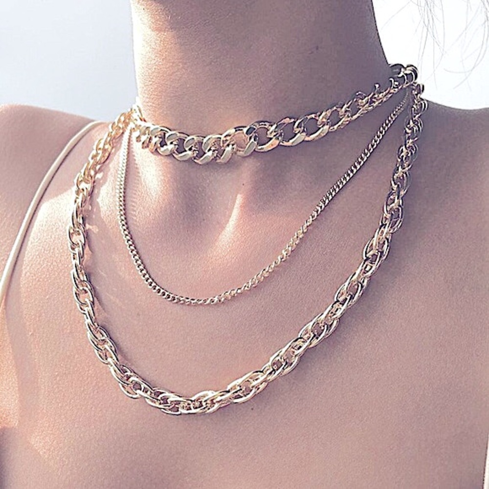 NWT Three Layer Boho Chic Silver Choker Necklace - Picture 2 of 3